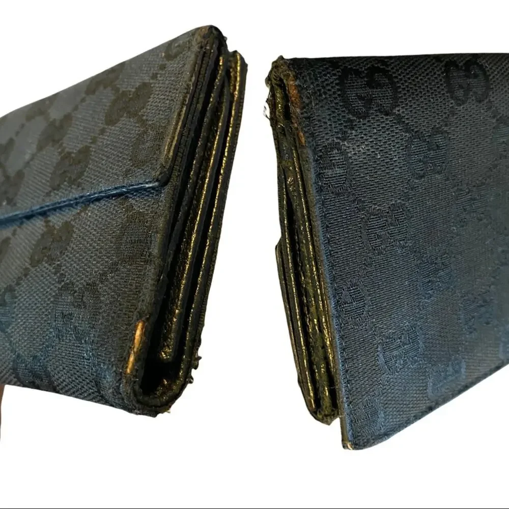 Gucci Authentic Signature GG Black Folding GG Wallet